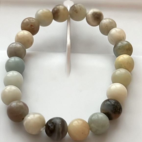 Amazonite Crystal Stretch Bracelet 8mm - Picture 7 of 10